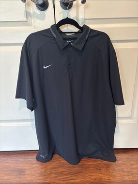 Nike Black Short-Sleeve Polo with White Swoosh